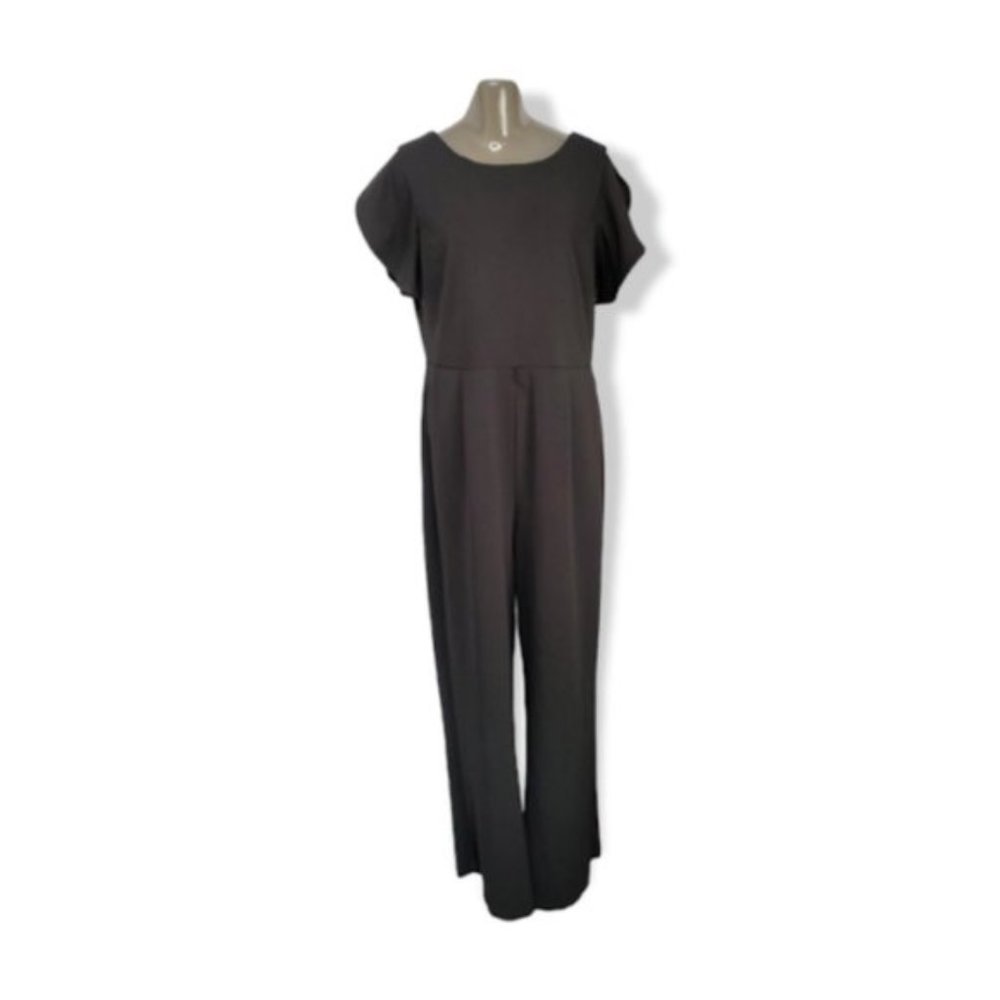 Calvin Klein Women's Black Short Sleeve Round Neck Back Zipper Jumper Size 14